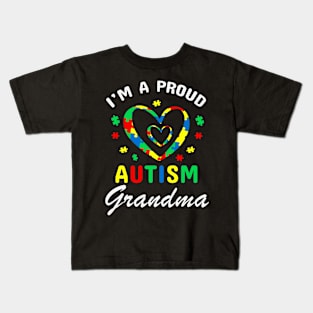 Proud Autism grandma Autism Awareness Gift for Birthday, Mother's Day, Thanksgiving, Christmas Kids T-Shirt